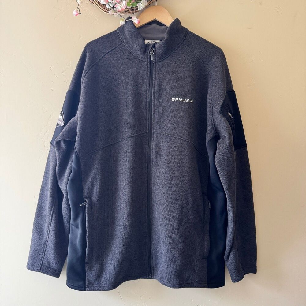 Spyder Men's Jacket Empire Full Zip Grey Black Fleece XL 205025
